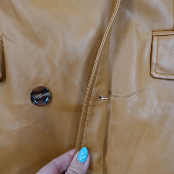 Avec Les Filles Jacket Womens Small Faux Leather Blazer Anthropologie Oversized - Picture 4 of 11